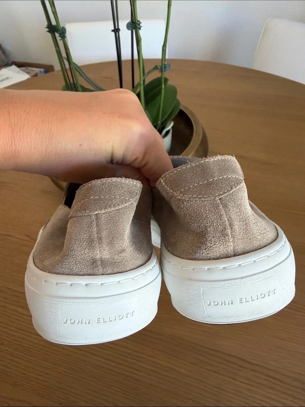 John Elliott - Haze Suede Mocha Slip On Sneakers